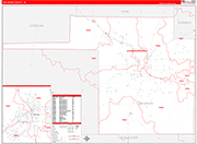 Tom Green County Wall Map Red Line Style